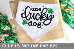 One Lucky Dog, St Patrick's Dog Bandana SVG, Hand Lettered Product Image 1