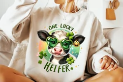 One Luck Heifer PNG, St Patrick's Day Cute Cow PNG, Lucky Product Image 2