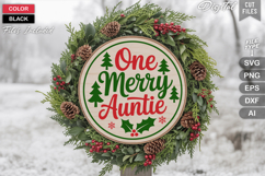 One Merry Auntie SVG | Christmas Round Sign SVG | Xmas SVG Product Image 1