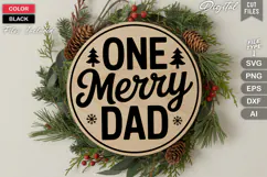 One Merry Dad SVG | Christmas Round Sign SVG | Xmas SVG Product Image 3