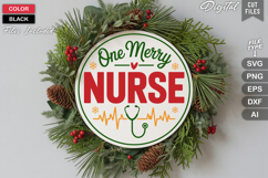 One Merry Nurse SVG | Christmas Round Sign SVG | Xmas SVG Product Image 1