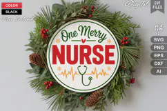One Merry Nurse SVG | Christmas Round Sign SVG | Xmas SVG Product Image 1