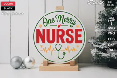One Merry Nurse SVG | Christmas Round Sign SVG | Xmas SVG Product Image 2