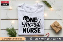 One Merry Nurse SVG | Christmas SVG | Holiday SVG | Xmas SVG Product Image 2