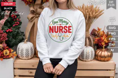 One Merry Nurse SVG | Christmas Round Sign SVG | Xmas SVG Product Image 4