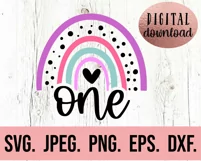 Rainbow 1st Birthday Girl SVG - One First Rainbow PNG Product Image 2
