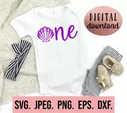 1st Birthday Girl SVG - One Seashell - Mermaid Theme SVG Product Image 2