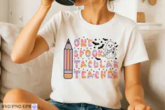 One Spooktacular Teacher Halloween SVG PNG T-shirt Design Product Image 2