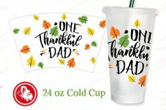 One Thankful Dad Cup Wrap SVG | Thanksgiving Autumn Leaves Product Image 1