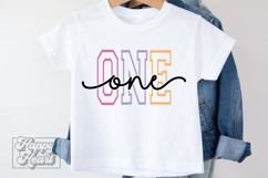 One Birthday Girl Varsity SVG - 1st First Birthday Girl PNG Product Image 1