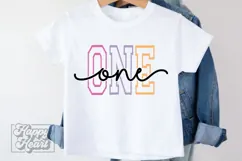 One Birthday Girl Varsity SVG - 1st First Birthday Girl PNG Product Image 1