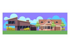 Residential houses on landscape. Terraces architecture exter Product Image 1