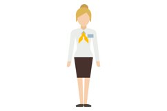 Female consultant. Standing woman with badge. Assistant char Product Image 1