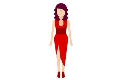 Woman in red evening dress. Pretty female character standing Product Image 1