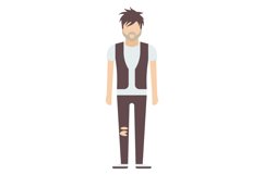 Shaggy man in ripped clothes. Poor person character Product Image 1