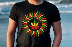 One Love - Cannabis Leaf - Rasta Colors Weed Png Sublimation Product Image 3
