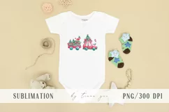 Watercolor Christmas car with gift boxes sublimation - 1 png Product Image 3