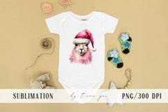 Cute watercolor Christmas Santa llama clipart- 1 png file Product Image 5