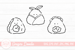 Cute Onigiri Line Doodle Clipart SVG Product Image 1