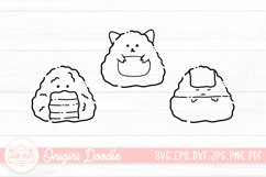 Cute Onigiri Line Doodle Clipart SVG Product Image 1