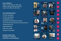 Online Fitness Navy Instagram Templates | CANVA-PS-AI Product Image 2