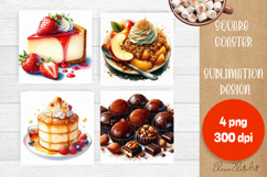Colorful food Coaster Design, sweet dessert PNG Product Image 1