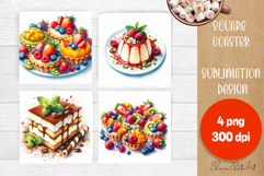 Colorful food Coaster Design, sweet dessert PNG Product Image 1