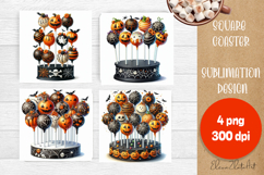 Halloween food Coaster Design, sweet dessert PNG Product Image 1