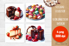 Colorful food Coaster Design, sweet dessert PNG Product Image 1