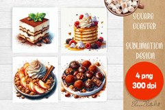 Colorful food Coaster Design, sweet dessert PNG Product Image 1