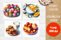 Colorful food Coaster Design, sweet dessert PNG Product Image 1