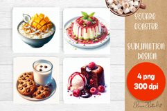Colorful food Coaster Design, sweet dessert PNG Product Image 1