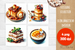 Colorful food Coaster Design, sweet dessert PNG Product Image 1