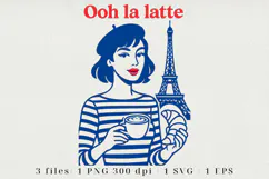 Retro Coffee Line Art Clipart, Funny Puns SVG | PNG | EPS Product Image 1