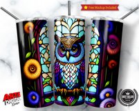 Owl Stained Glass I Tumbler Sublimation Design Product Image 4