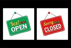 Open and closed signs store information green and red color Product Image 1