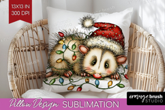 Opossum Tangled In Christmas Lights Pillow Sublimation Funny Product Image 1