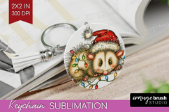 Opossum Tangled In Christmas Lights Keychain PNG Funny Xmas Product Image 1