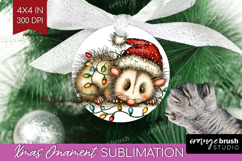 Opossum Tangled In Christmas Lights Ornament PNG Funny Xmas Product Image 1