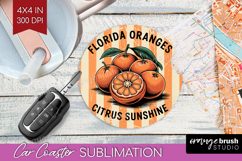 Orange Vintage Fruit Car Coaster Summer Coaster PNG Product Image 1