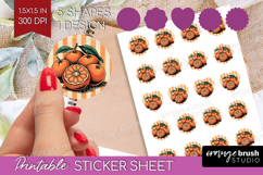 Orange Vintage Fruit Round Sticker Summer Printable Sticker Product Image 1
