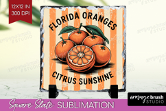 Orange Vintage Fruit Slate PNG Summer Square Slate Product Image 1