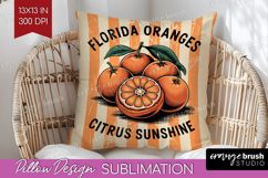 Orange Vintage Fruit Pillow Sublimation Summer Pillow Cover Product Image 1
