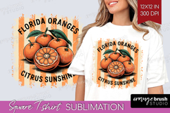 Orange Vintage Fruit Square Tshirt Background Summer PNG Product Image 1