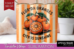 Orange Vintage Fruit Tumbler Wrap Summer Tumbler PNG Product Image 1