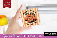 Orange Vintage Fruit Magnet Sublimation Summer Square Magnet Product Image 1