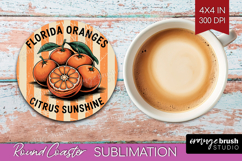 Orange Vintage Fruit Round Coaster Summer Coaster PNG Product Image 1