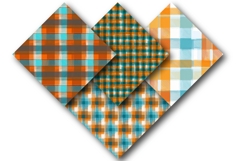 Orange and Aqua Blue Plaid Patterns Product Image 2