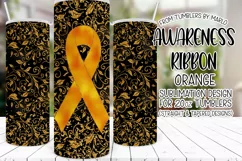 Orange Awareness Ribbon, 20oz Skinny Tumbler Sublimation Product Image 1