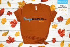 T-shirt Mockup Fall | Orange t-shirt mockup Autumn | JPG PSD Product Image 1